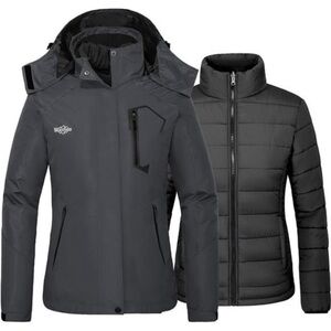 Women's 3in1 Waterproof Ski Jacket Mountain Snowboarding Jacket Winter Snow Coat